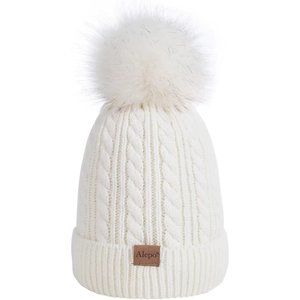 Kids Winter Beanie Hat, Children's Warm Fleece Lined Knit Thick Ski Cap with Pom